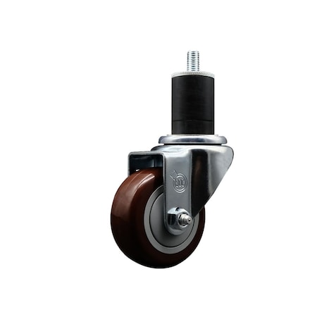 Service Caster 3'' SS Maroon Poly Wheel Swivel 1-3/4'' Expanding Stem Caster SCC-SSEX20S314-PPUB-MRN-134